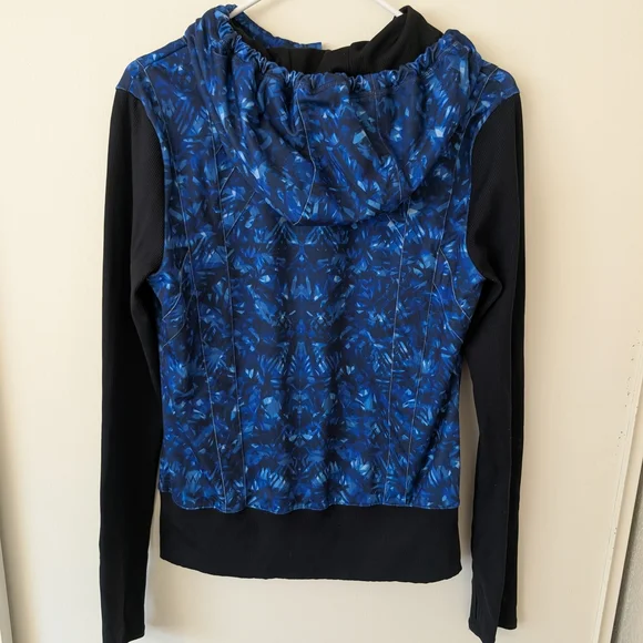 Alo Yoga Women Large Flow Zip Up Jacket Blue Black Activewear Workout Athleisure - Picture 5 of 6